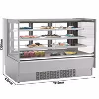 Commercial cake display fridge - 548L - 1915mm - Double glazing - with 3 adjustable shelves - rear sliding doors