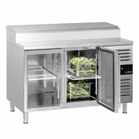 Stół przygotowawczy PREMIUM – 1360 mm – na 7x GN 1/3 – z 2 drzwiami szklanymi