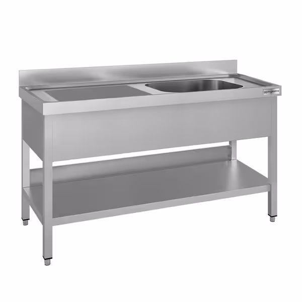 Sudoper ECO - 1400x600 mm - s donjom policom - s 1 koritom - korito desno - inox