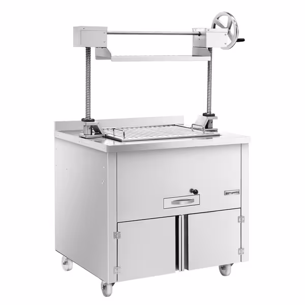 Faszenes grill - 800 mm - lifttel és 1 fiókkal - Grillrács: 660x530 mm - rozsdamentes acél