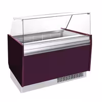 Ice Cream Display Freezer | LIAM - 1310mm - Static cooling - with LED lighting - for 10 x 5 litres Napoli pans - Violet - hinged glass lid