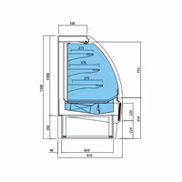 Commercial multideck display fridge - Open front - 1875mm - 548L - with 3 shelves - solid rear