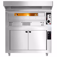 Gas Deck Pizza Oven - Single Deck - Refractory Stone Deck - 9 x Ø 33cm (13") - 230V Single Phase - Mechanical Controls - up to 370°C - incl. Stainless steel hood & Proofing cabinet
