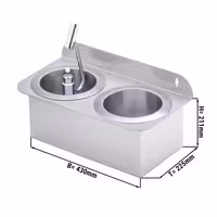 Dondurma Kaşık Yıkama Ünitesi - Kepçe Yıkama WATERSTOP 430x225x211mm ile kepçe yıkama duşu & entegre su geri akış önleyici & entegre su jeti regülatörü süzgeç parçası dahil