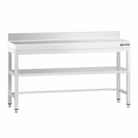 طاولة عمل ستانلس ستيل PREMIUM - 1600x800mm - مع رف سفلي & حاجز خلفي & تدعيم