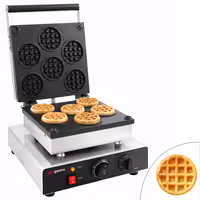 Commercial Waffle Maker - Single - Manual - 1,75 kW - Shape: Waffle coins - Teflon-coated baking plates
