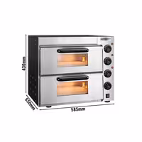 Electric Deck Pizza Oven - Twin Deck - Refractory Stone Deck - 4+4 - Ø 20cm (7.9") - 230V Single Phase - Mechanical Controls - up to 350°C