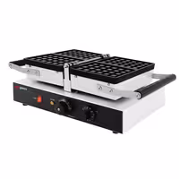 Gofrownica – pojedyncza – kształt: 2 gofry brukselskie – 1,6 kW – manualna – z powierzchnią pieczenia obracaną o 180°