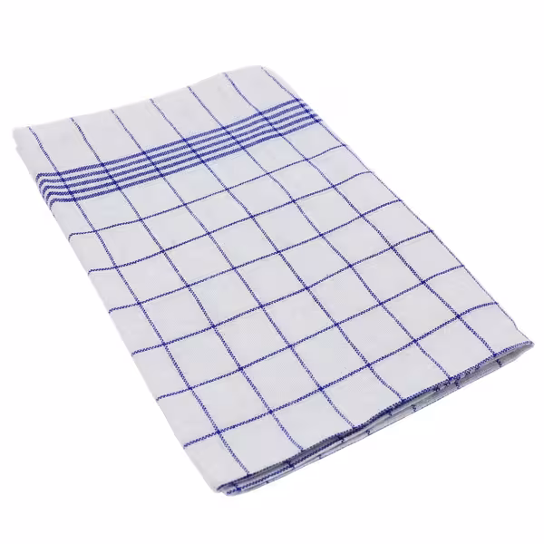 (10 unid) Panos de cozinha em Linho e algodão (53/47) - lavável a 95°C - 50x70cm - Azul aos quadrados