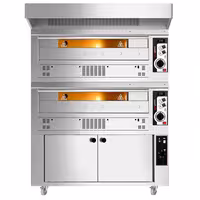 Gas Deck Pizza Oven - Twin Deck - Refractory Stone Deck - 6+6 x Ø 33cm (13") - 230V Single Phase - Mechanical Controls - up to 370°C - incl. Stainless steel hood & Proofing cabinet