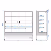 Commercial multideck display fridge - 1940mm - 893L - with 4 sliding glass doors & 4 shelves - Black