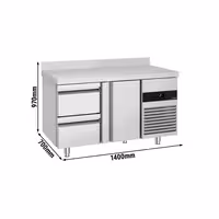 Commercial Counter Fridge PREMIUM - 1400x700mm - with 1 door - 2 drawers - with upstand