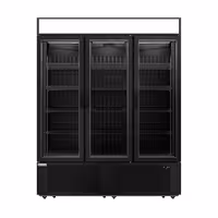 Commercial Beverage Display Fridge - 1600mm - 891 Litres - with 3 hinged glass doors - Black - Temperature range 1 to 10 °C