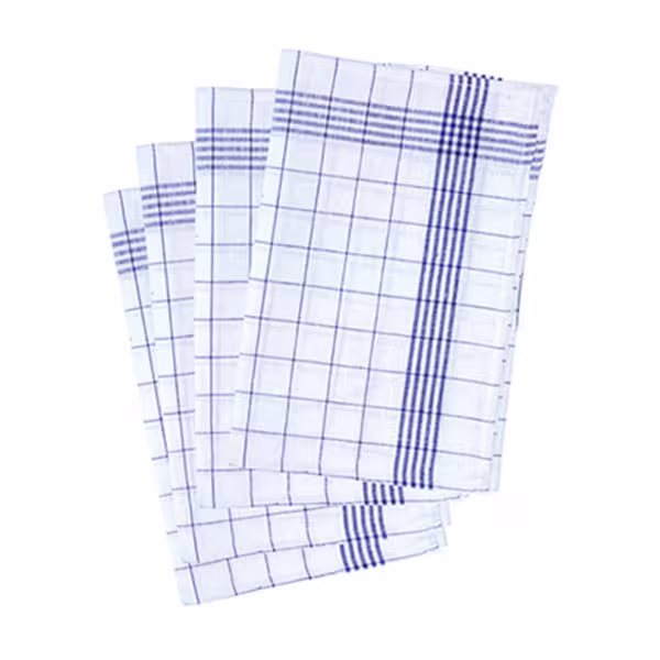 (10 adet) Bulaşık Kurulama Bezi [Torşon - Profesyonel - Askı Kancalı] - %100 Pamuk - 50x70cm - Mavi kareli