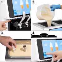 Commercial Soft Serve Ice Cream Machine - 30-32L/h - 2.68kW - Touchscreen - for 3 flavours (twin twist) - Countertop - Pre-Cooling