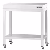PREMIUM Edelstol-Aarbechtsdësch – 800 x 600 mm – mat engem Basisregal a Rollen