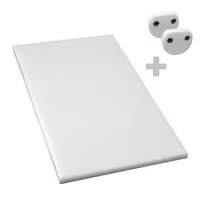 Neslīdošs griešanas dēlis - 300x500 mm - Biezums: 20 mm - HACCP atbilstošs - PE500 (HDPE) polietilēns - Balts - Ar fiksatoriem - Var mazgāt trauku mazgājamā mašīnā