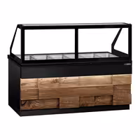Vetrina calda TORONTO - 2100mm - frontale in legno - per 6x GN 1/1 - piano di lavoro in granito nero