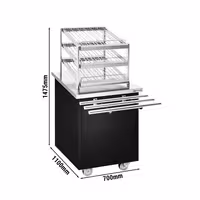 Glass & Cup Service Station DANZIG - 700 mm - 3 Shelves - with Tray Slide - Black