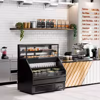 Comptoir vitrine réfrigérée HELSINKI - 1200x800mm - 199L - 4 étagères - +2/+8°C - Portes coulissantes vitrées