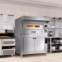 Gas Deck Pizza Oven - Single Deck - Refractory Stone Deck - 9 x Ø 33cm (13") - 230V Single Phase - Mechanical Controls - up to 370°C - incl. Stainless steel hood & Proofing cabinet