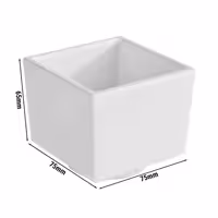 (6 adet) Kase - ASIA PLUS - Melamin - 160ml - köşeli - 75x75mm - Derinlik:65mm - Beyaz
