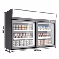 Zidni hladnjak za zamrzavanje u supermarketu – 1450 mm – 232 litre – s 2 vrata i 2 police – sivi
