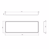 Pladanj za izlaganje / posluživanje - nehrđajući čelik (AISI 304) - s rubom - 768x268 mm - Visina: 40 mm