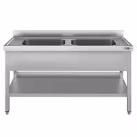 Sudoper ECO - 1400x700 mm - s donjom policom - s 2 koritima - korita sredina - inox
