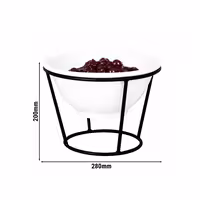 Etagere / Buffet Stand - Powder-coated stainless steel - Black - round - incl. 1 Melamine bowl - with 1 shelf - suitable for small round bowls