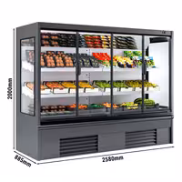 Commercial multideck display fridge - 2580mm - 1408L - with 4 hinged glass doors & 2 shelves - Anthracite