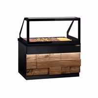Vetrina calda TORONTO - 1500mm - frontale in legno - per 4x GN 1/1 - piano di lavoro in granito nero