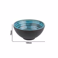 (6 adet) Kase - CANCUN - Melamin - 0,5L - köşeli - 150x150mm - Derinlik:70mm - Kahverengi/Mavi