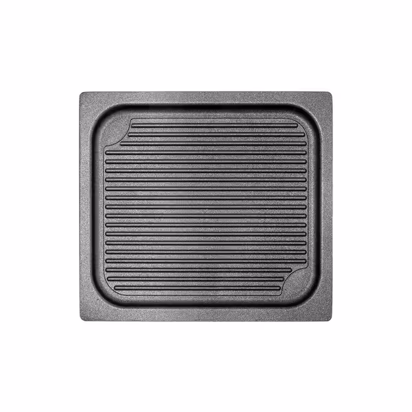 Roštilj ploča za konvektomat i štednjak - 355x325x20 mm | GN 2/3 - aluminijski tlačni lijev | reljefna površina | neljepljiva prevlaka | bez nikla | za plin, elektriku, staklokeramiku i pećnicu