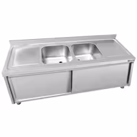 Sudoper s ormarićem ECO - inox - 2000 x 600 mm - sa 2 korita - korita sredina