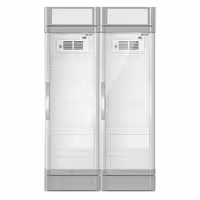 (2 pcs) Commercial Beverage Display Fridge - 1190mm - 694 Litres - with 2 hinged glass doors - LED lighting - digital controller with temperature display - Grey - Temperature range 2 to 10 °C