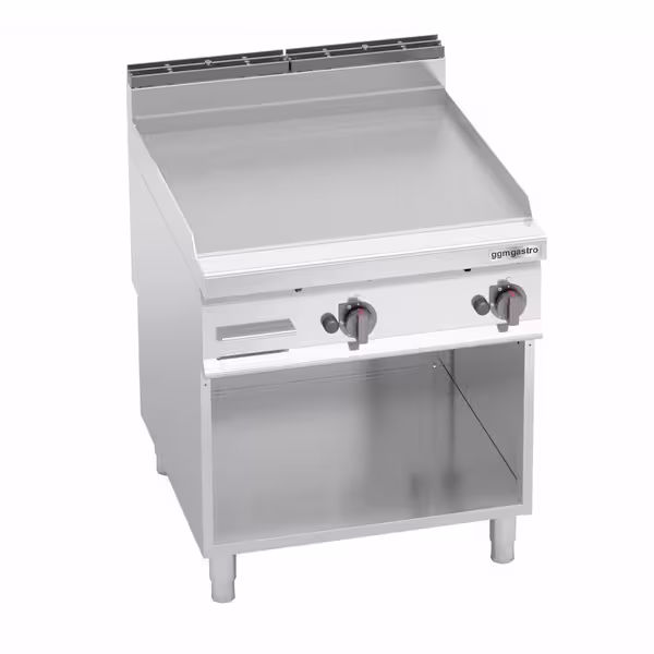 Gázüzemű rostlap - 20 kW - Sima - Sütőfelület: 796x667 mm - álló - nyitott tárolóval - Professzionális