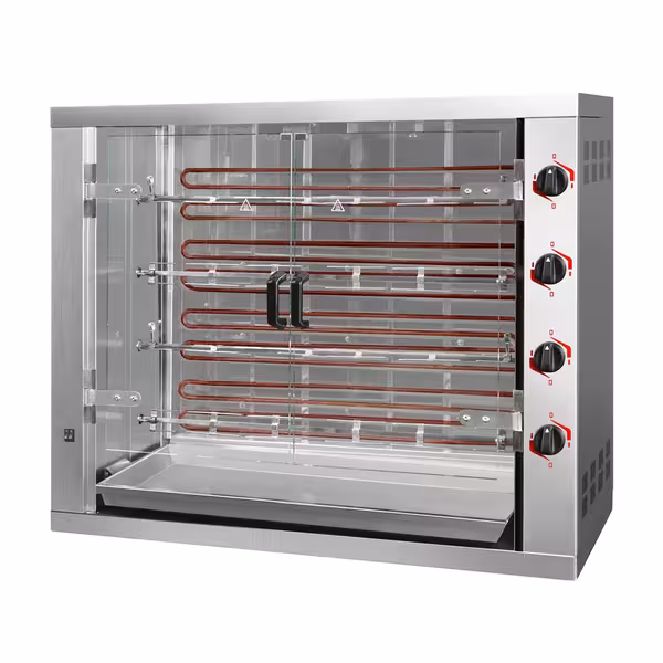 Commercial Electric Chicken Rotisserie Oven - 19.2kW - with 4 Skewers for up to 24 chickens
