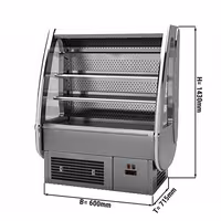 Commercial multideck display fridge - Open front - 600mm - with 3 shelves - incl. night blind - Grey