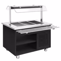 Carrello buffet freddo DANZIG - 1300mm - per 3x GN 1/1 - con scorrivassoio - Nero