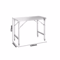 Paslanmaz Çelik Çalışma Tezgahı - Katlanabilir - 1200x700mm