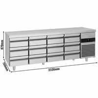 Commercial Counter Fridge PREMIUM - 2330x700mm - with 12 drawers - capacity 632 litres