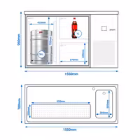 Direct Draw Beer Dispenser / Kegerator PREMIUM - 1550x700mm - 1 Solid Door & 2 Drawers