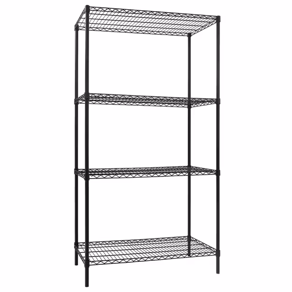 رفوف فولاذية - 900x450mm - عمق: 450 mm - 4 رفوف (قابلة للتعديل) - أسود - الحمولة: 180 kg