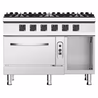 Cocina a gas - 45kW - 6 fuegos - con horno de gas estático - 6kW