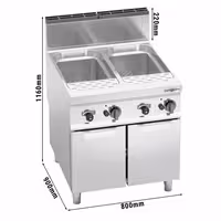 Plinsko kuhalo za tjesteninu - 40 + 40 litara - 24 kW - s ispusnom slavinom - AISI 316
