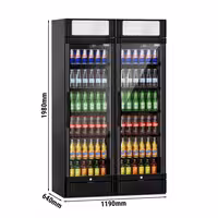 (2 unid) Frigorífico expositor de bebidas - 1190mm - 694L - com 2 portas de batente em vidro & painel publicitário iluminado - com indicação/painel digital de temperatura - Preto