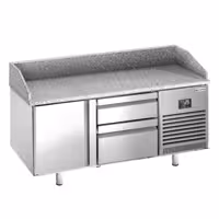 Stół chłodniczy do pizzy PREMIUM PLUS - 1490x700mm - z blatem granitowym - 1‑drzwiowy, 2 szuflady