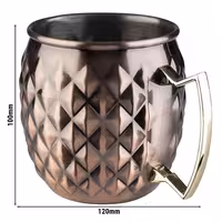 (6 adet) Kahve Kupası MOSCOW MULE - 500ml - Antik-Bakır - Kulplu