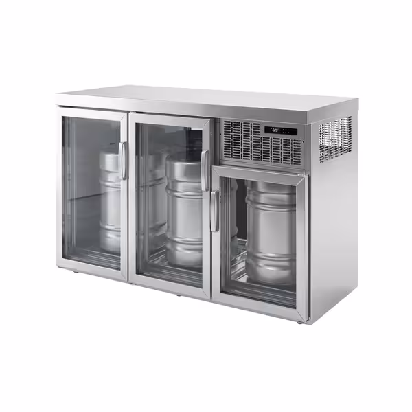 Šankovski hladnjak za pivske bačve - 3x50 l bačve - 1600 x 600 mm - sa 3 staklena vrata